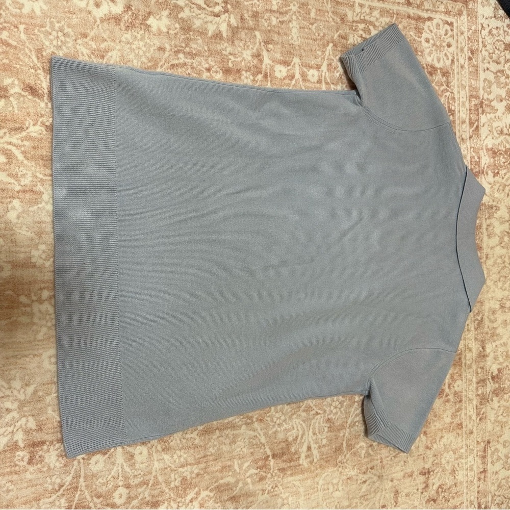 Classy Knit Light Blue Polo Tee - Picture 11 of 12